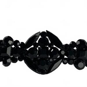 Cara Japanned Black Glass Bow Hair Barrette